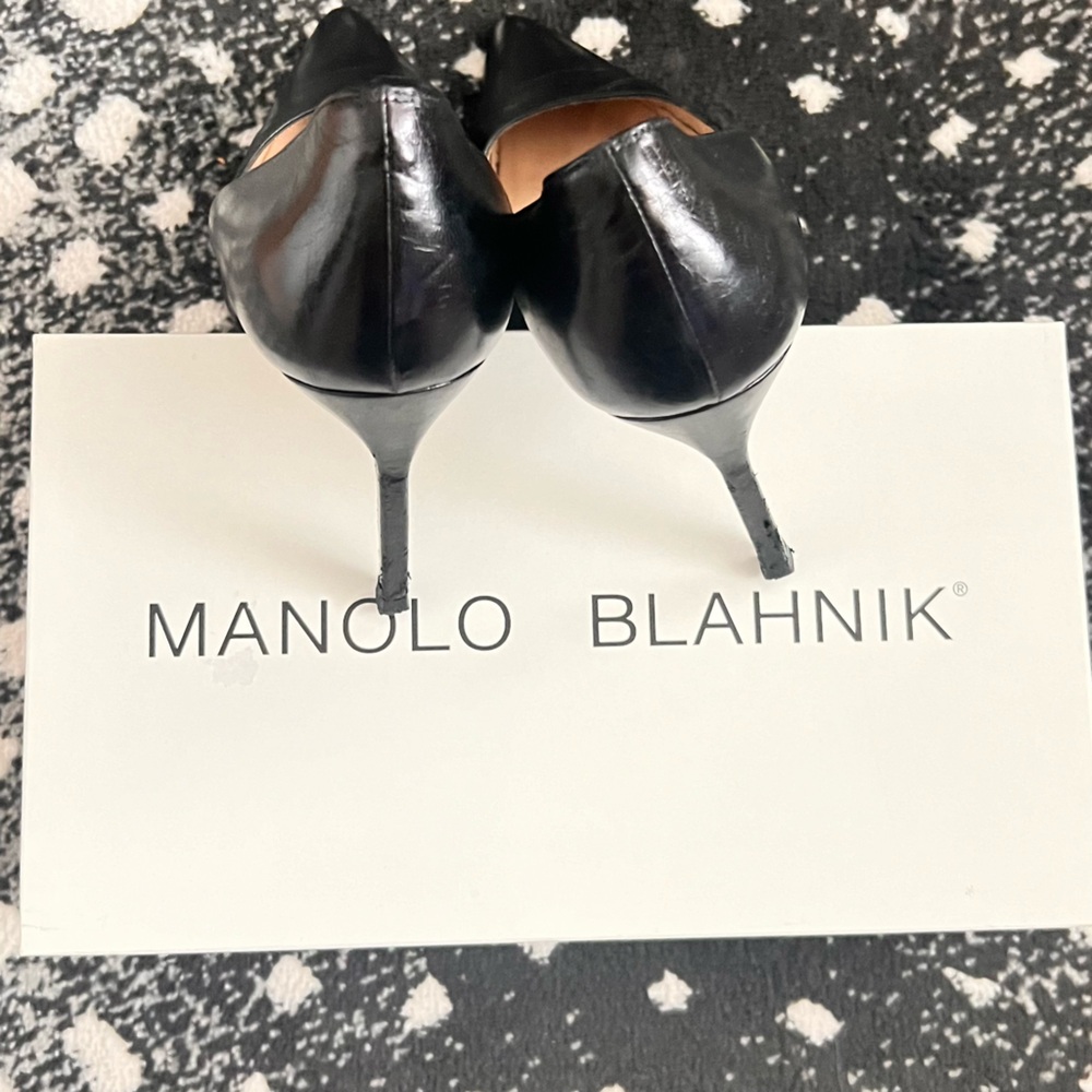 Manolo Blahnik BB 105 Black kidskin leather pump 38 1/2 8HB - Picture 6 of 14